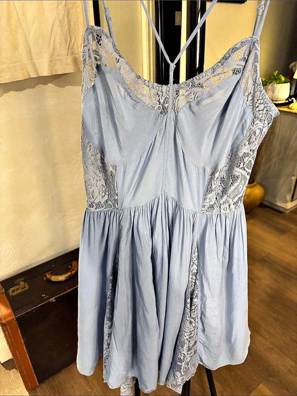 Intimately Free People Lace Mini Dress in Blue Size Small Like New